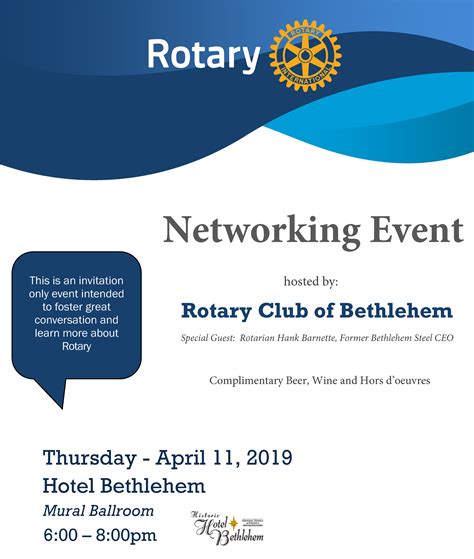 Networking Event Invitation | Rotary Club of Bethlehem