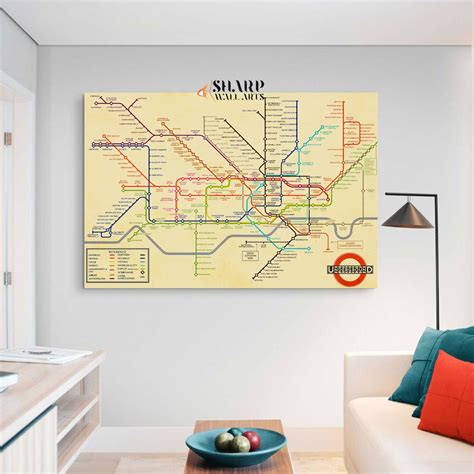 LONDON UNDERGROUND MAP Large Wall Art Canvas Print Vintage | Etsy