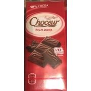 Choceur Rich Dark Chocolate, 50% Cocoa: Calories, Nutrition Analysis & More | Fooducate