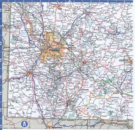 Map of Pennsylvania SouthWestern,Free highway road map PA with cities towns counties