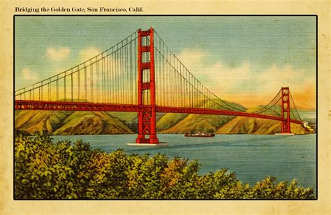 Golden Gate Bridge Vintage Postcard Free Stock Photo - Public Domain Pictures