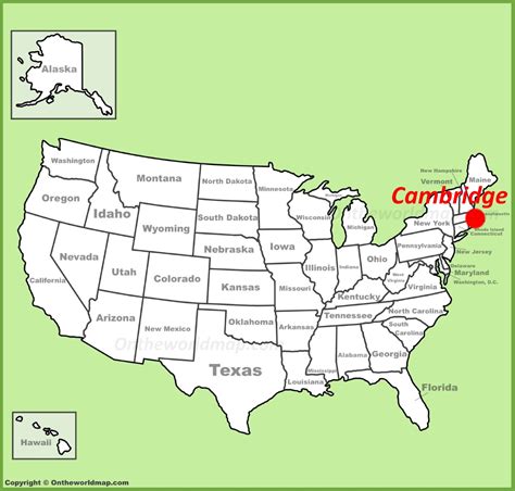 Cambridge location on the U.S. Map - Ontheworldmap.com