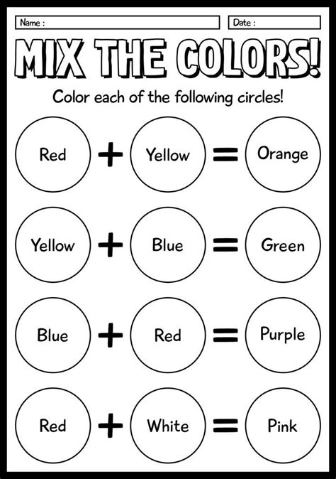 Printable Color-Mixing Worksheet in 2024 | Color worksheets for preschool, Learning colors ...