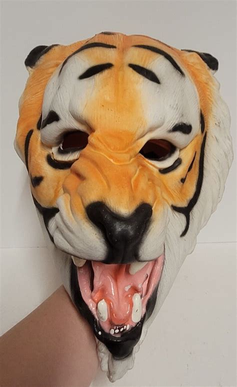 Vintage Tiger Face Mask Costume Halloween Football Au… - Gem