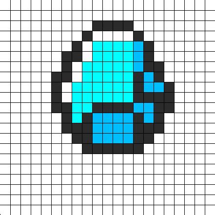 Minecraft Diamond Ore Pixel Art Grid