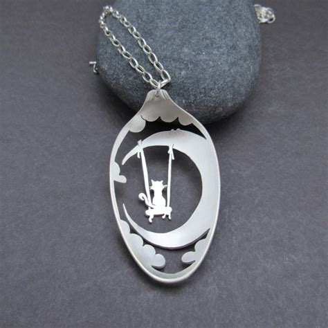 Silverware Jewelry Cat Necklace Pendant Crazy Cat Lady - Etsy