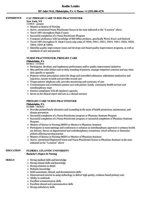 Primary Care Nurse Practitioner Resume Samples | Velvet Jobs