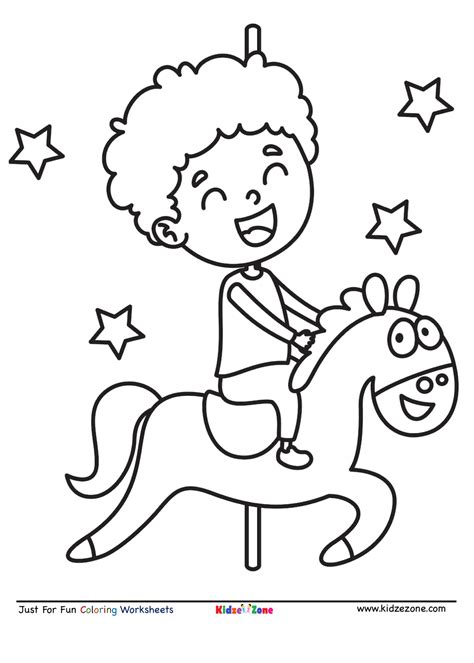 Merry go round ride coloring page - KidzeZone