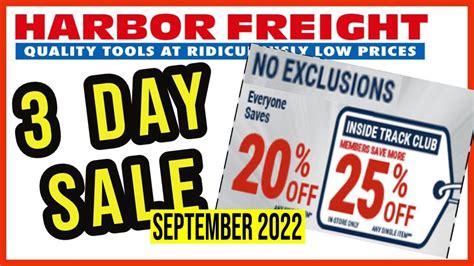 Harbor Freight 3 Day Sale NO EXCLUSIONS COUPONS!!!! September 2022 - YouTube