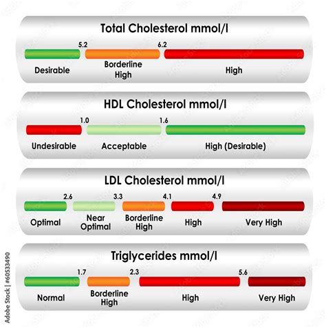 Cholesterol chart in mmol/l units of measure Stock Illustration | Adobe Stock