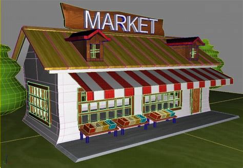 cartoon market toon 3d model