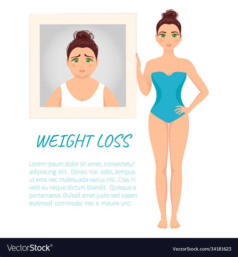 Woman before and after weight loss Royalty Free Vector Image