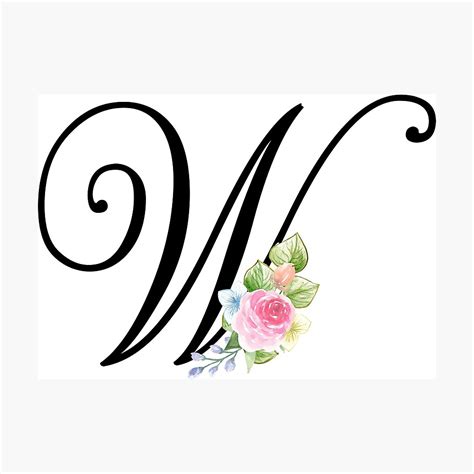 "Floral Monogram Fancy Script Letter W" Photographic Print by Grafixmom | Redbubble