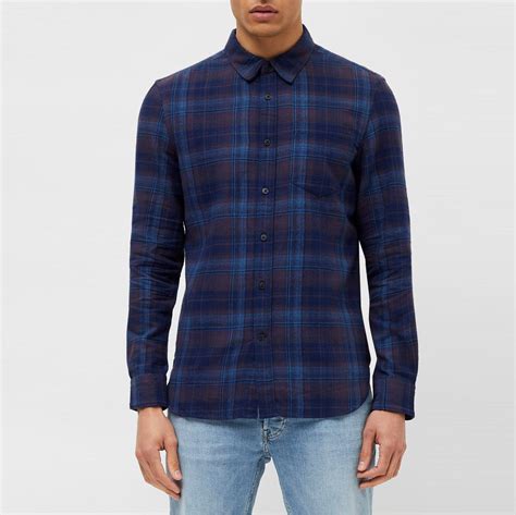 French Connection Check Blue Shirt - Squires Gentlemens Outfitters