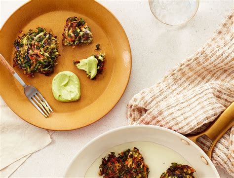 Veggie Fritters with Creamy Avocado Cilantro Sauce Recipe | goop