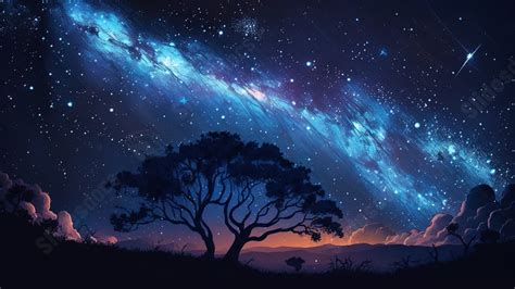 Night Starry Sky Beautiful Illustration Powerpoint Background For Free Download - Slidesdocs