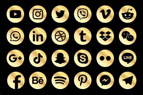 Golden Facebook, Instagram, Twitter, Youtube, WhatsApp, Dribble, Tiktok, Linkedin, Google plus ...