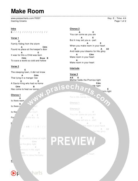 Make Room Chords PDF (Casting Crowns / Matt Maher) - PraiseCharts