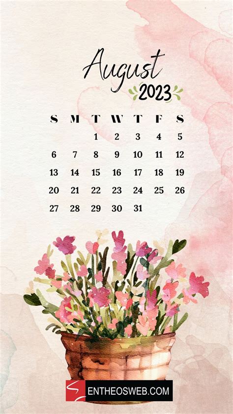 August 2023 Calendar Phone Wallpaper | EntheosWeb in 2023 | August wallpaper, Flower calendar ...