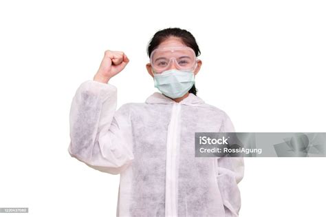 Isolated Nurse Wearing Ppe Disposable Coverall With Mask And Googles ...