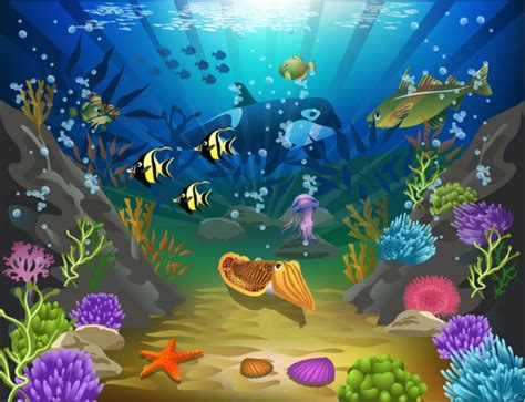 Cartoon Under the Sea Wallpaper Wall Mural