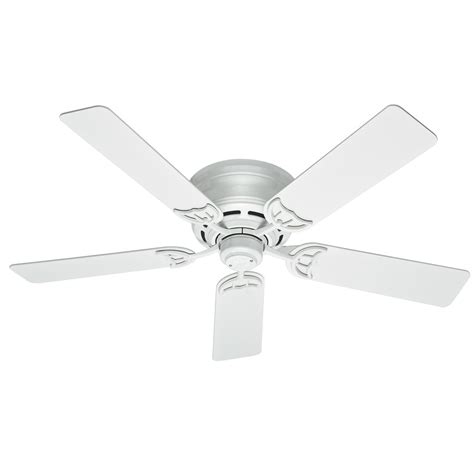 Hunter Low Profile Iii 52-in White Indoor Flush Mount Ceiling Fan (5-Blade) at Lowes.com