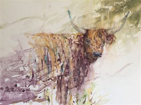 the soft soul - a Highland Cattle | Watercolor and ink, Highland cattle ...