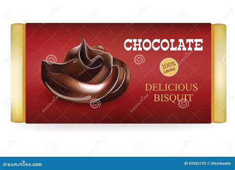 Chocolate Bar Design Template on White Background. Liquid Chocolate and Text on the Packaging ...