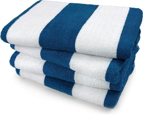 Amazon.com: KAUFMAN- SET OF 4 BLUE CABANA , BEACH AND POOL TOWELS. 100% ...