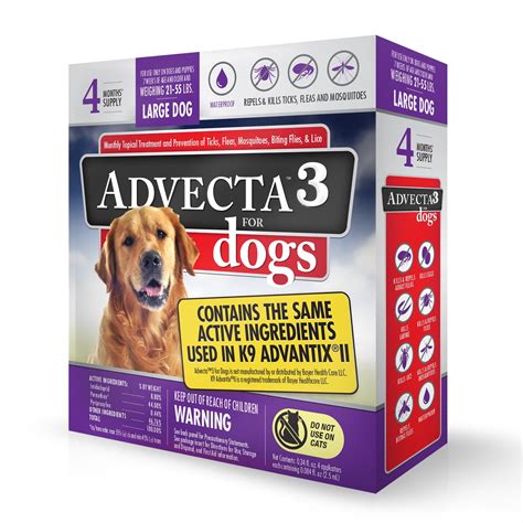 Advecta 3 Tick, Flea, and Mosquito Repellent and Treatment for Large ...