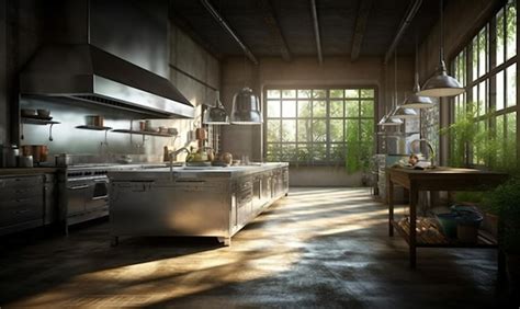 Premium Photo | Industrial kitchen in a restaurant or loft