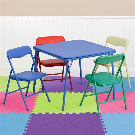 Kids Black 5 Piece Folding Table and Chair Set - Walmart.com