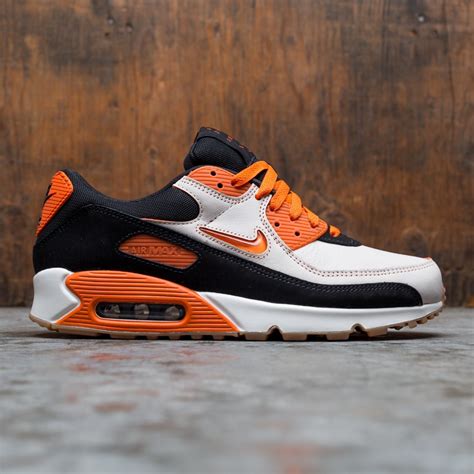 nike men air max 90 premium sail safety orange black gum med brown