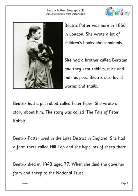 Beatrix Potter: biography, easier - Beatrix Potter by URBrainy.com