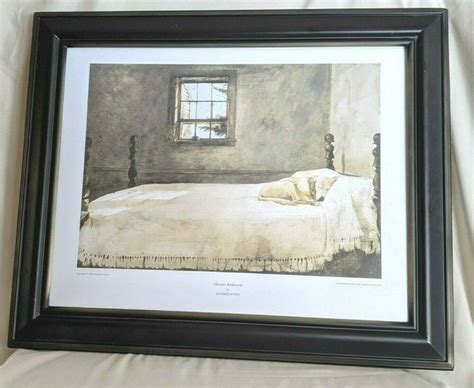 Master Bedroom Dog on Bed Framed Print by Andrew Wyeth 21.5 x 18" Real Glass EUC #Americana in ...