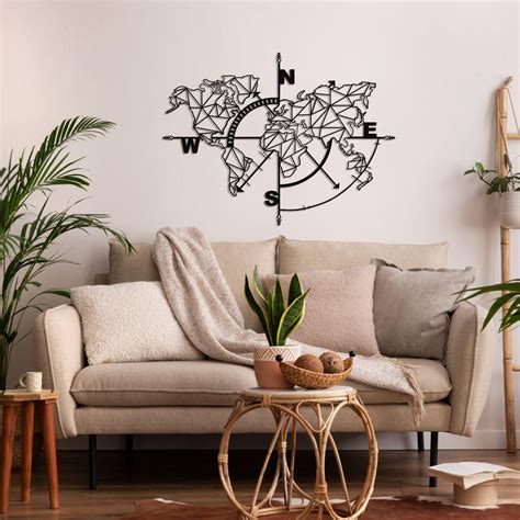 Geometric World Map Metal Wall Art – Dekadron