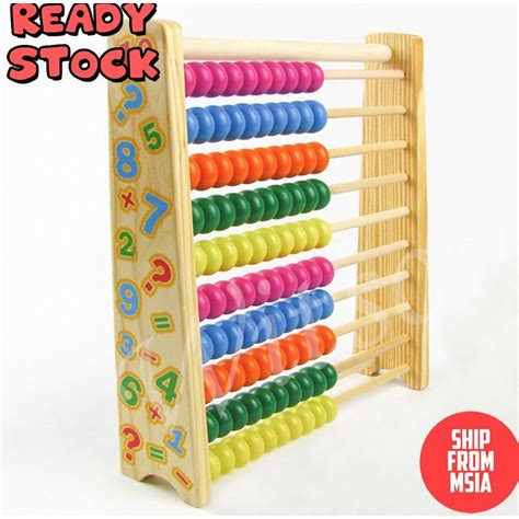 Wooden Math Toys Abacus Counting Beads Calculation Frame Children Early ...