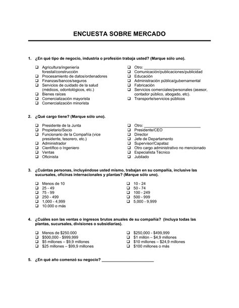 Ejemplos De Encuestas De Investigacion De Mercado