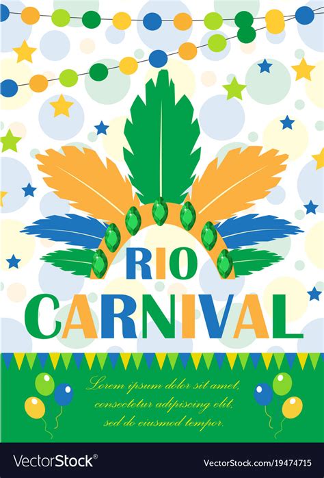 Rio carnival poster invitation flyer template Vector Image