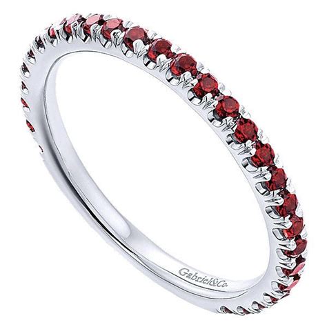 14K White Gold Garnet Stackable Birthstone Ring - Mullen Jewelers