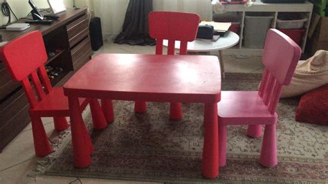 IKEA Mammut Table and 3 chairs, Home & Furniture, Furniture on Carousell