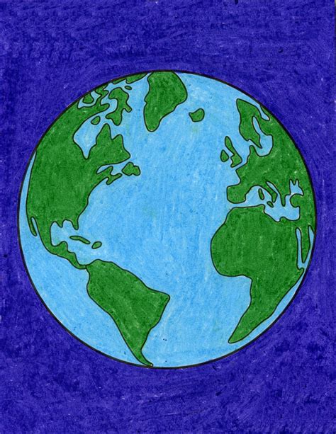 Easy How to Draw the Earth Tutorial Video & Earth Coloring Page