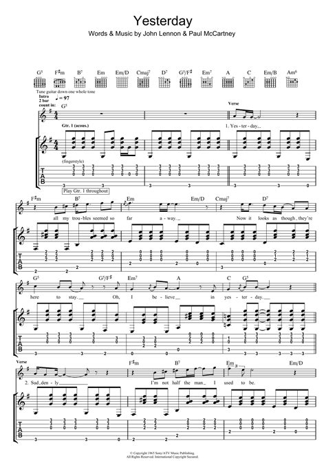 Yesterday by The Beatles - Guitar Tab - Guitar Instructor