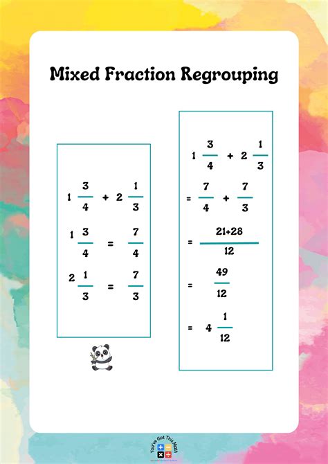 6 Free Adding and Subtracting Fractions with Regrouping Worksheet