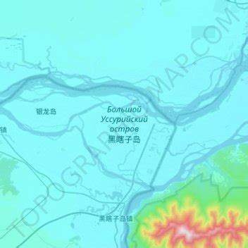 Bolshoy Ussuriysky Island topographic map, elevation, terrain