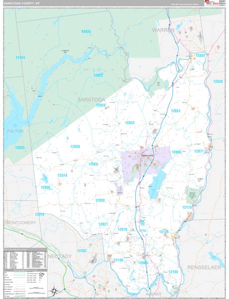 Saratoga County, NY Wall Map Premium Style by MarketMAPS - MapSales