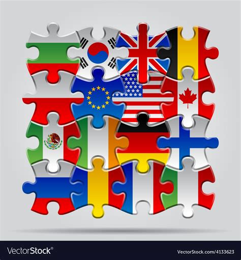 Puzzle flags Royalty Free Vector Image - VectorStock