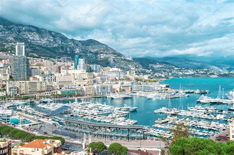 Monaco harbor Mediterranean Sea | Stock Photos ~ Creative Market