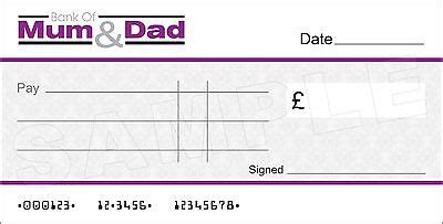 Giant BANK Of MUM & DAD Cheque | eBay