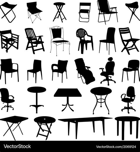 Chair and table silhouette Royalty Free Vector Image